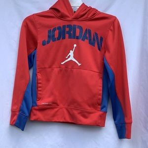 NIKE THERMA FIT JORDAN HOODED SWEATSHIRT RED AND BLUE SIZE S
